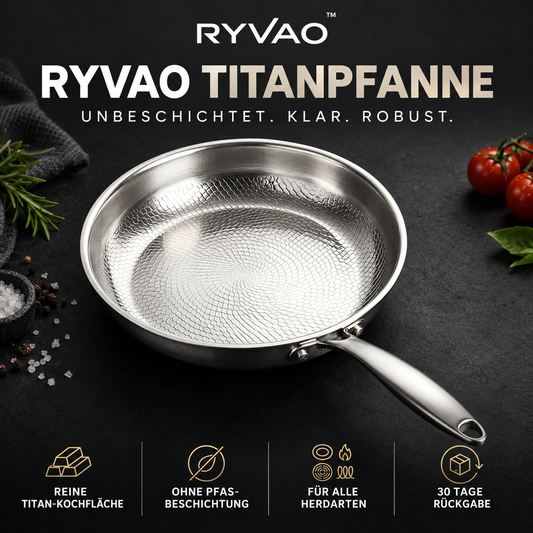 Ryvao™ Titanpfanne – Reines Titan ohne Beschichtung